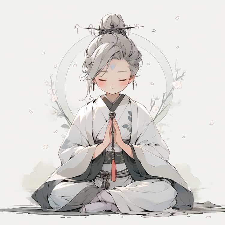 治愈佛系打坐女孩古风微信头像 可爱唯美萌萌哒闺蜜头像_13