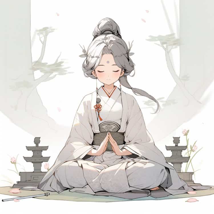 治愈佛系打坐女孩古风微信头像 可爱唯美萌萌哒闺蜜头像_14