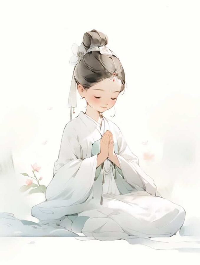 治愈佛系打坐女孩古风微信头像 可爱唯美萌萌哒闺蜜头像_18