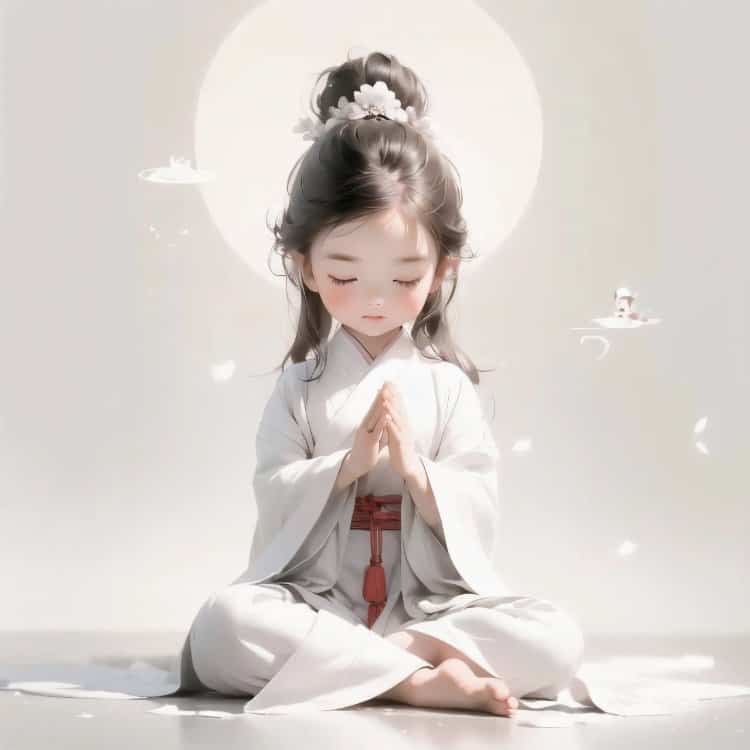 治愈佛系打坐女孩古风微信头像 可爱唯美萌萌哒闺蜜头像_19