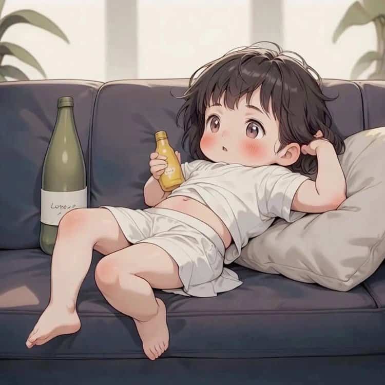 男孩女孩躺沙发吃喝睡躺平摆烂微信头像 葛优躺慵懒卡通头像_1