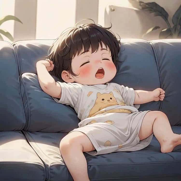 男孩女孩躺沙发吃喝睡躺平摆烂微信头像 葛优躺慵懒卡通头像_8