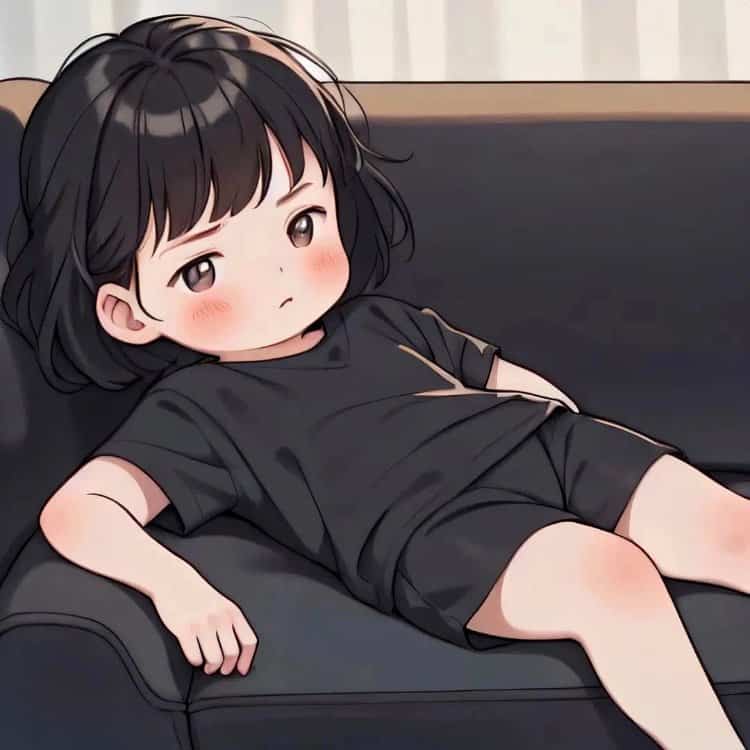 男孩女孩躺沙发吃喝睡躺平摆烂微信头像 葛优躺慵懒卡通头像_11