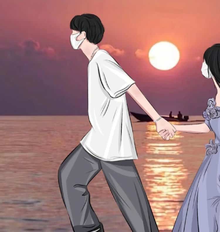 不露脸卡通动漫男女情侣头像 新郎新娘高级氛围感情头_10