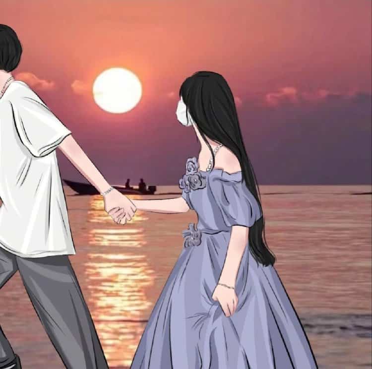 不露脸卡通动漫男女情侣头像 新郎新娘高级氛围感情头_9