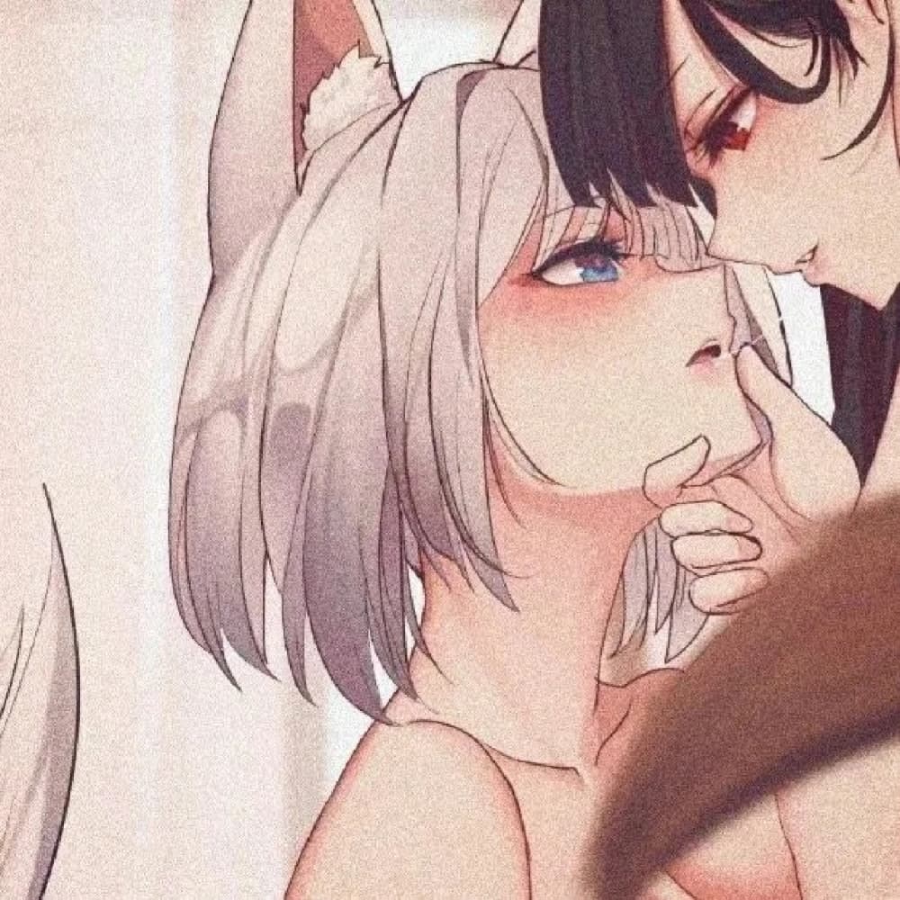 女生和女生亲吻搂搂抱抱头像，女女动漫女头_9
