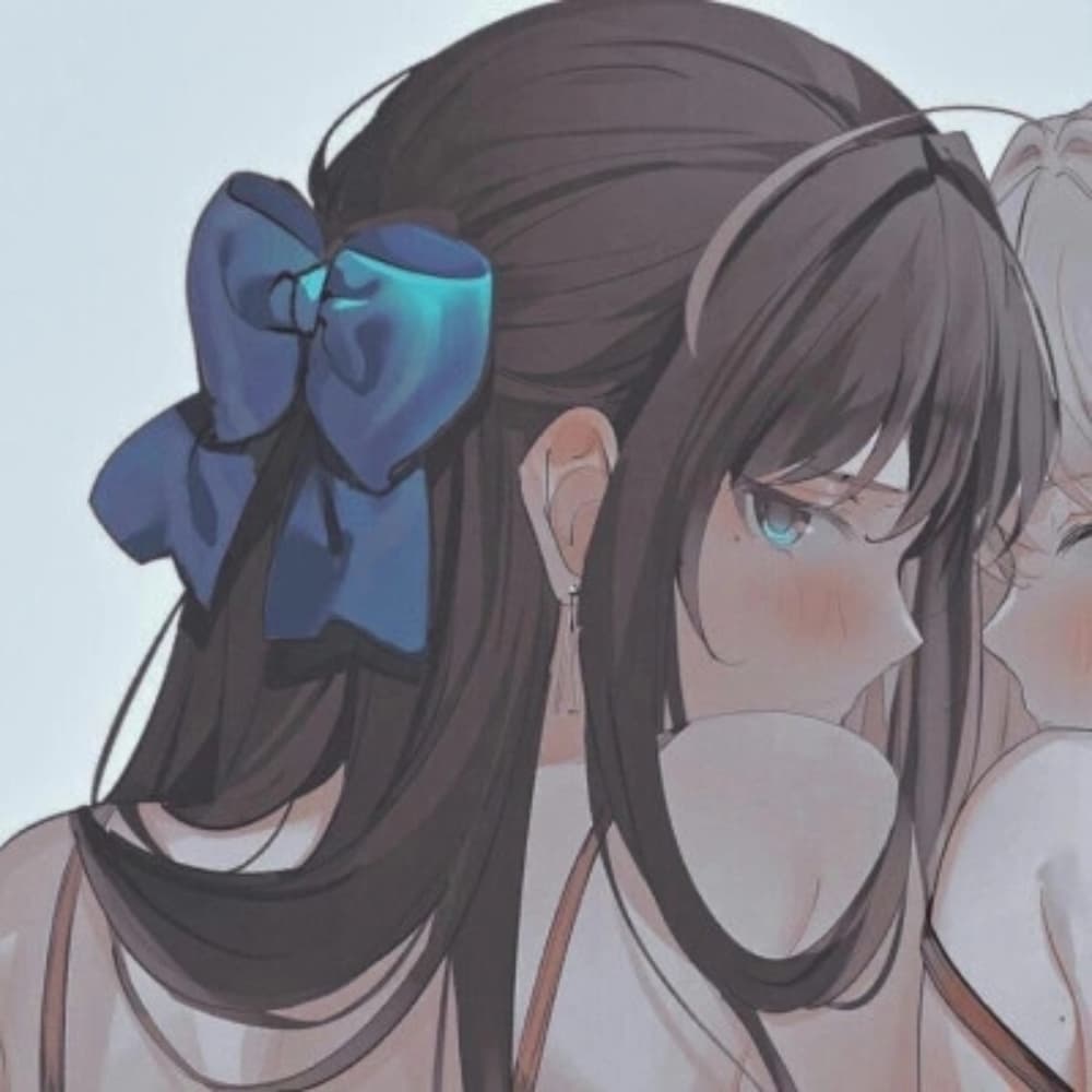 女生和女生亲吻搂搂抱抱头像，女女动漫女头_15