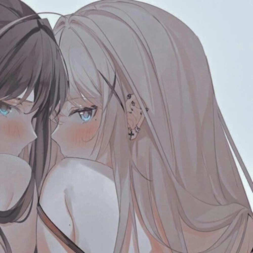 女生和女生亲吻搂搂抱抱头像，女女动漫女头_16