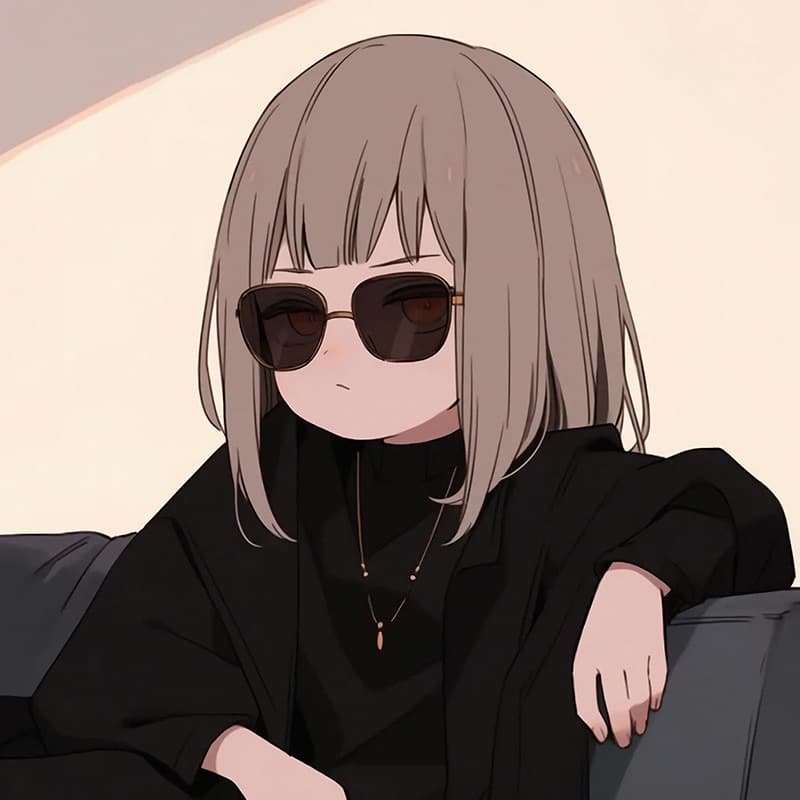 戴墨镜卡通动漫女孩头像，可爱帅气高冷霸气十足_5