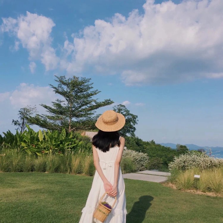 海边露背装女生唯美背影微信头像 绝美风景气质女生真人头像_8