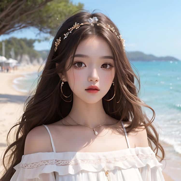 海边黄昏夕阳下的女生头像 AI唯美氛围感三十多岁微信女头_7