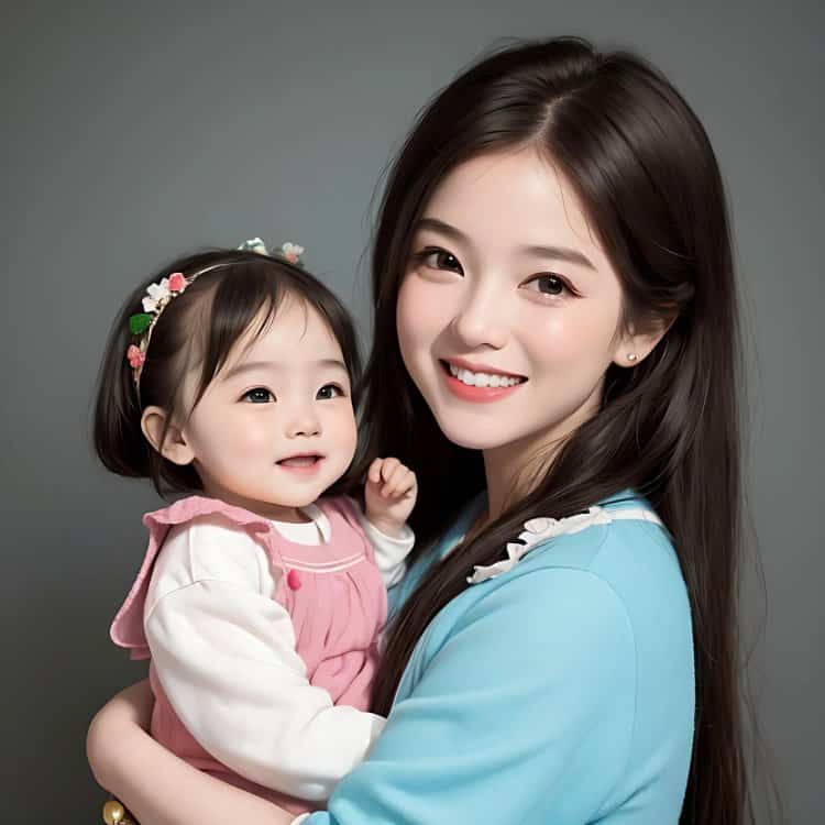 漂亮妈妈和女儿微信亲子头像 AI卡通母女高清头像_1