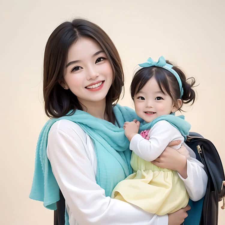 漂亮妈妈和女儿微信亲子头像 AI卡通母女高清头像_7
