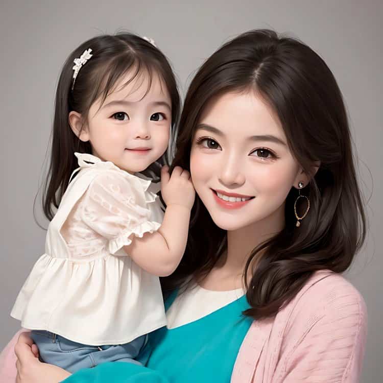 漂亮妈妈和女儿微信亲子头像 AI卡通母女高清头像_8