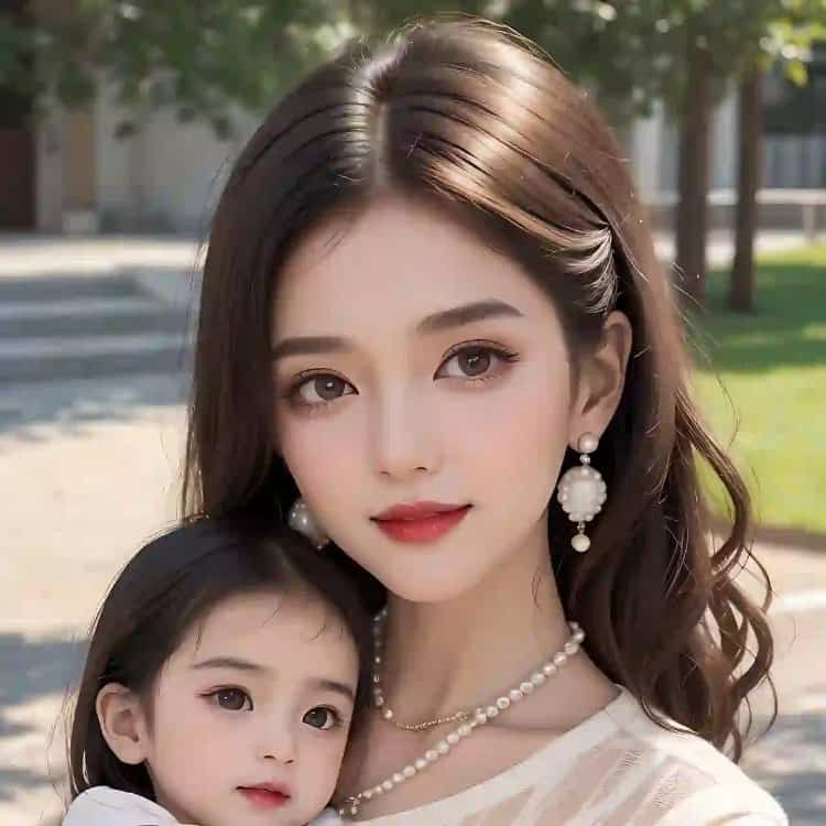 漂亮妈妈和女儿微信亲子头像 AI卡通母女高清头像_11