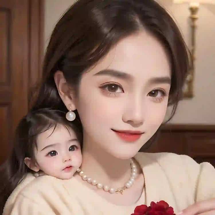 漂亮妈妈和女儿微信亲子头像 AI卡通母女高清头像_15