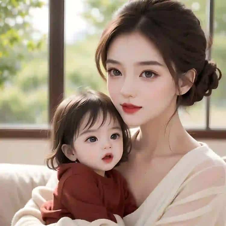 漂亮妈妈和女儿微信亲子头像 AI卡通母女高清头像_19