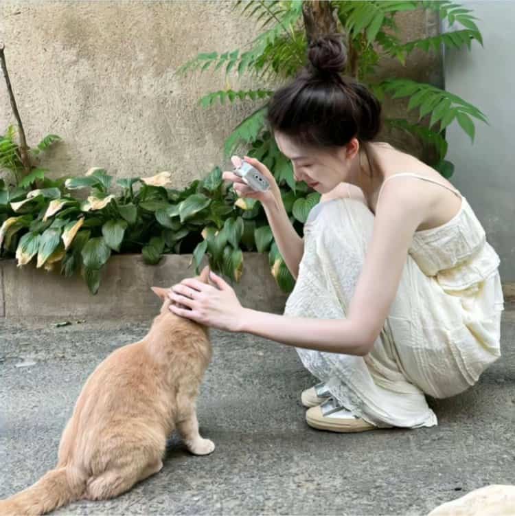 美女和狗狗可爱合照微信头像 宠物系列女头_16