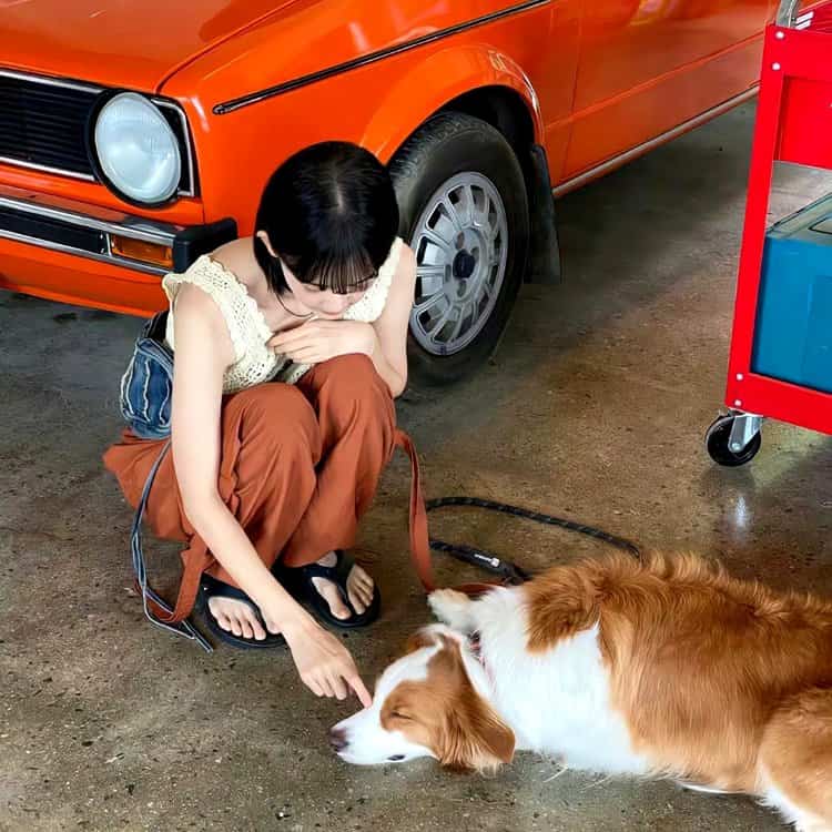 美女和狗狗可爱合照微信头像 宠物系列女头_7