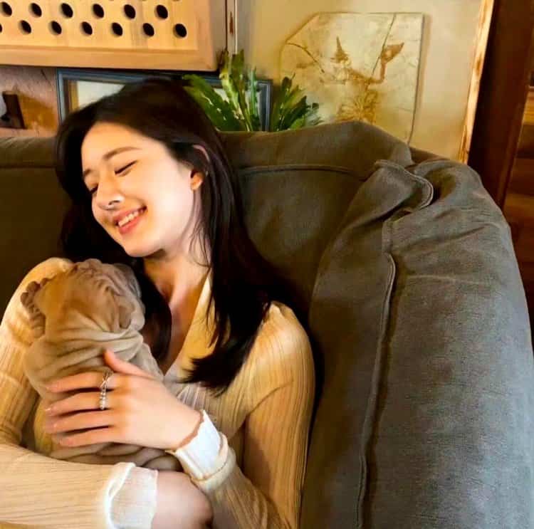 美女和狗狗可爱合照微信头像 宠物系列女头_9