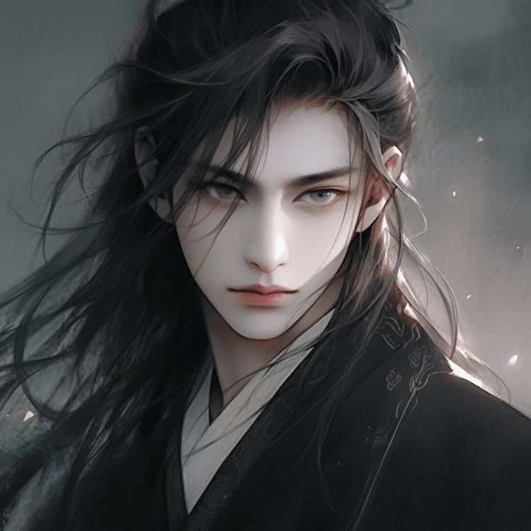 一眼就沦陷的古风长发男生头像 AI动漫唯美含情脉脉男头_1