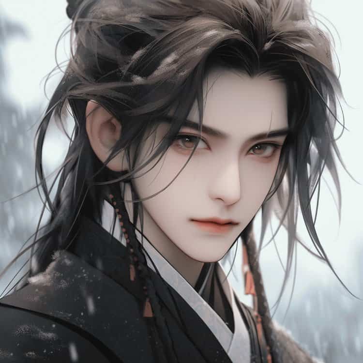 一眼就沦陷的古风长发男生头像 AI动漫唯美含情脉脉男头_4