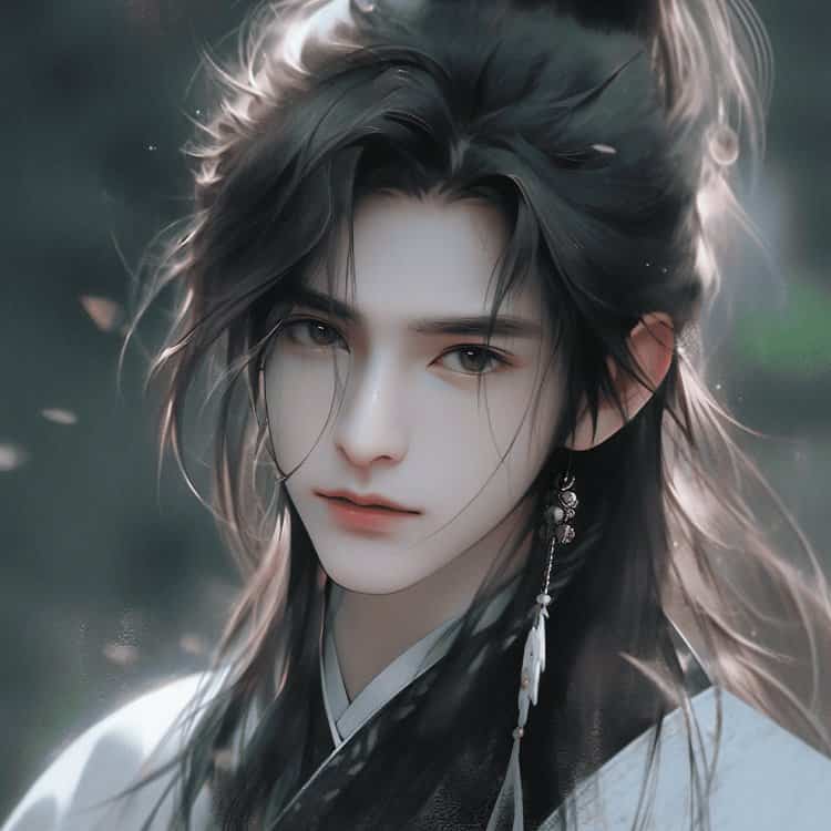 一眼就沦陷的古风长发男生头像 AI动漫唯美含情脉脉男头_5