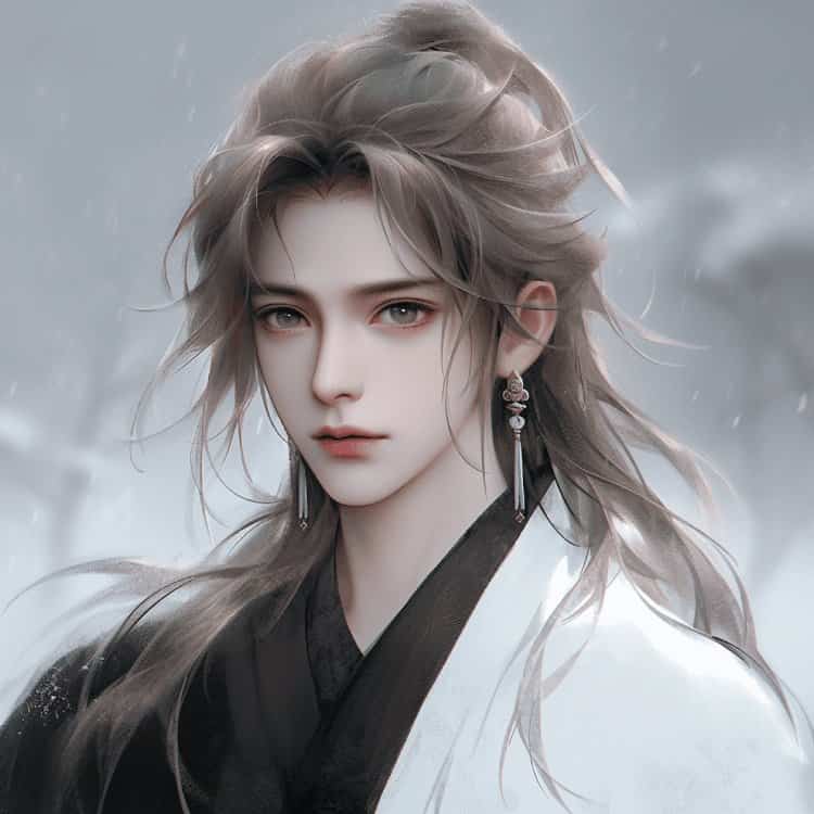 一眼就沦陷的古风长发男生头像 AI动漫唯美含情脉脉男头_6