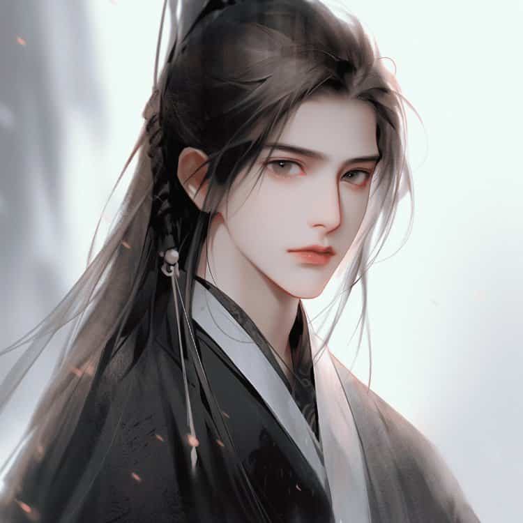 一眼就沦陷的古风长发男生头像 AI动漫唯美含情脉脉男头_7