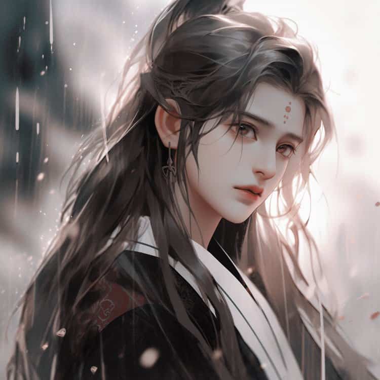 一眼就沦陷的古风长发男生头像 AI动漫唯美含情脉脉男头_8
