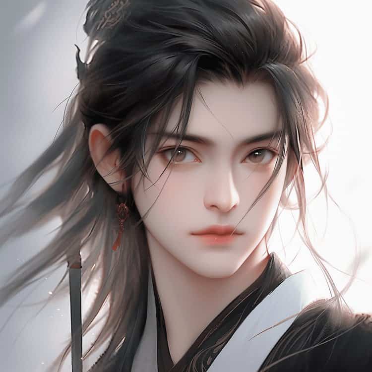 一眼就沦陷的古风长发男生头像 AI动漫唯美含情脉脉男头_9