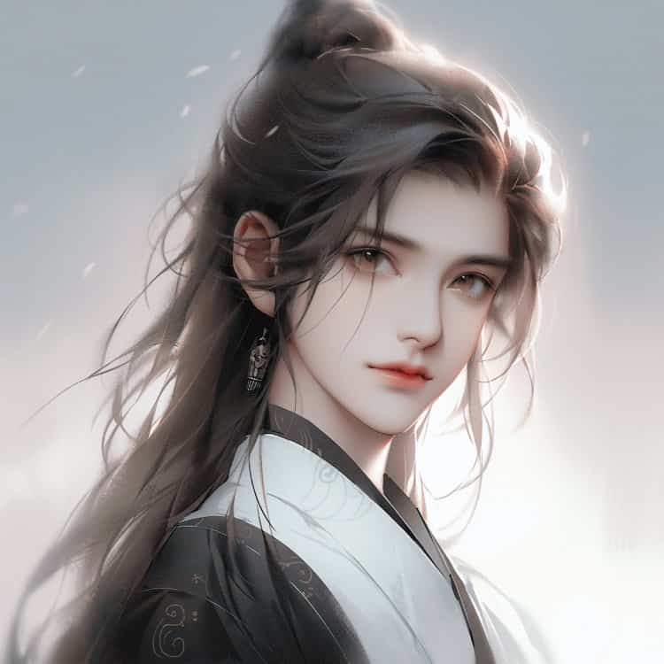 一眼就沦陷的古风长发男生头像 AI动漫唯美含情脉脉男头_10