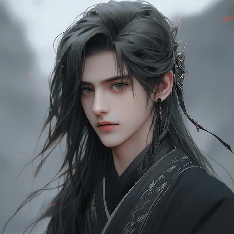 一眼就沦陷的古风长发男生头像 AI动漫唯美含情脉脉男头_11