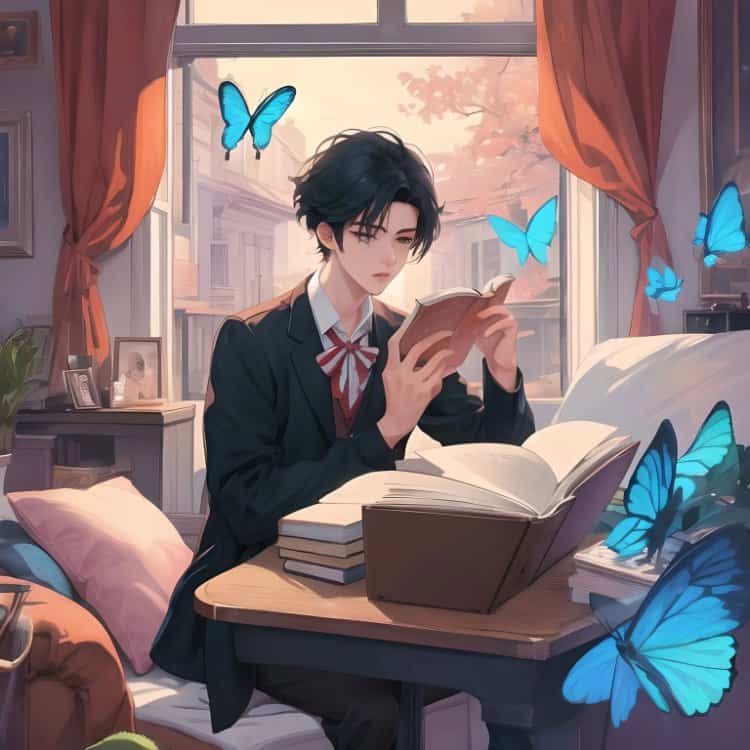 高级氛围感斯文败类蝴蝶男生头像 AI绘画干净简单的动漫男头_6