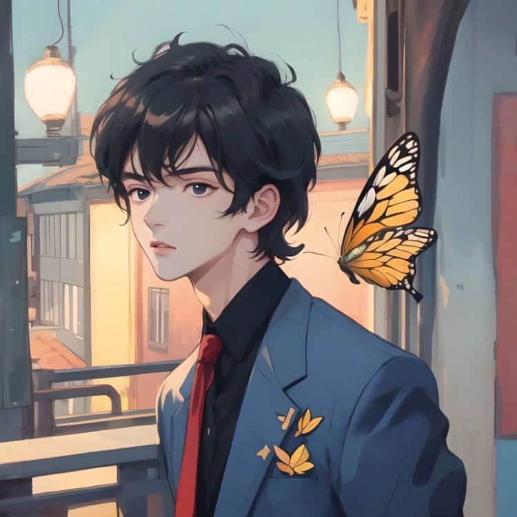 高级氛围感斯文败类蝴蝶男生头像 AI绘画干净简单的动漫男头_7