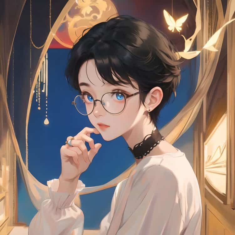 高级氛围感斯文败类蝴蝶男生头像 AI绘画干净简单的动漫男头_16