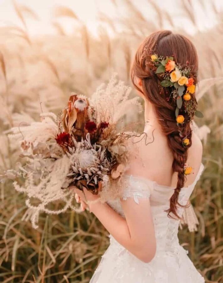 手捧花拍照不露脸女生头像 拿花挡脸真人女头神秘感十足_10