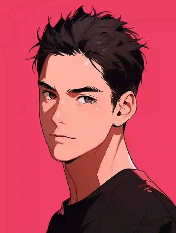 30岁短发有男人味的成熟男人动漫微信头像 AI猛男粉背景男生头像_5