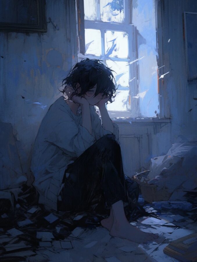 孤独感拉满好看又emo的情侣头像 AI手绘风直接封神抑郁情头_2