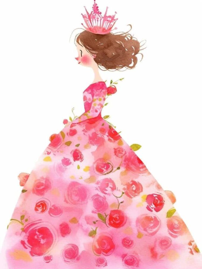 穿花朵礼服的小仙女微信头像 简约插画风卡通唯美女头_6