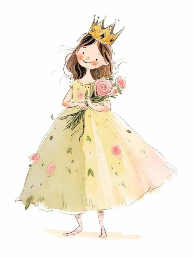 穿花朵礼服的小仙女微信头像 简约插画风卡通唯美女头_9