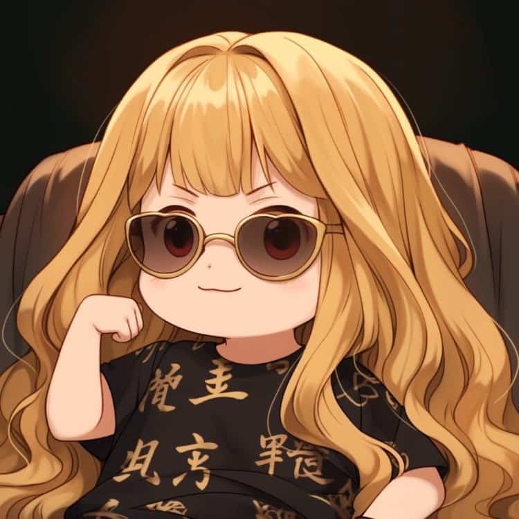 戴墨镜的黄色长发胖女孩微信头像 冷酷超拽动漫胖妞女头_10