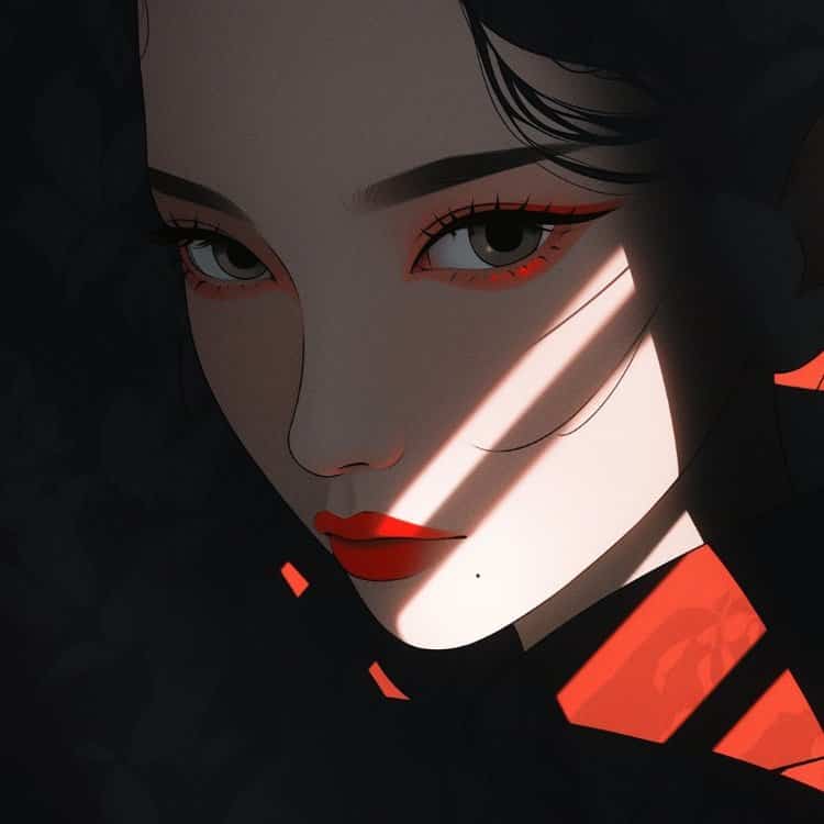 禁欲系高冷黑红色氛围感女生头像 AI动漫暗黑系女头_1