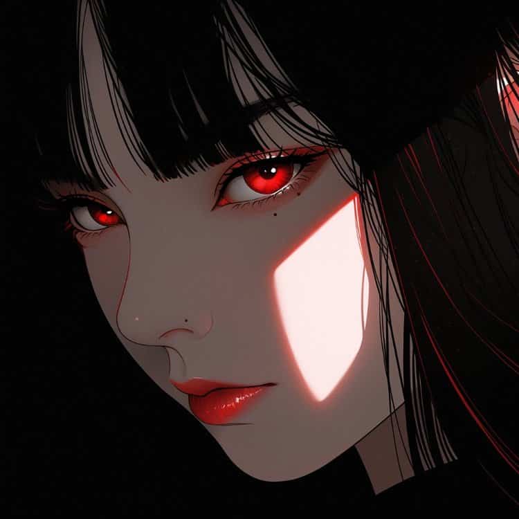 禁欲系高冷黑红色氛围感女生头像 AI动漫暗黑系女头_7