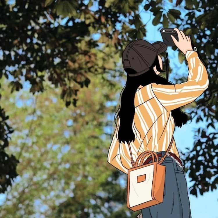 适合秋天的手绘文艺风女生微信头像 清新森系气质女头_2