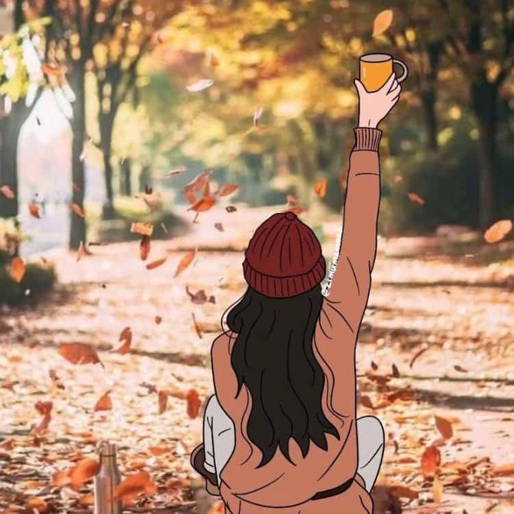 适合秋天的手绘文艺风女生微信头像 清新森系气质女头_4