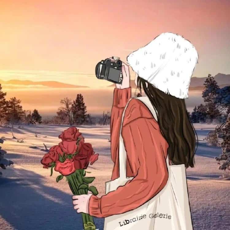 适合秋天的手绘文艺风女生微信头像 清新森系气质女头_15