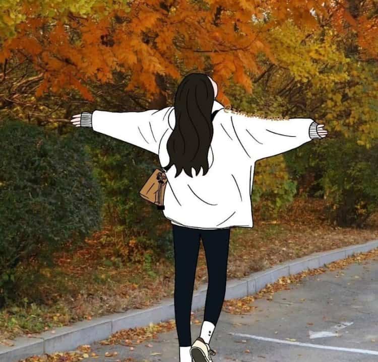 适合秋天的手绘文艺风女生微信头像 清新森系气质女头_16