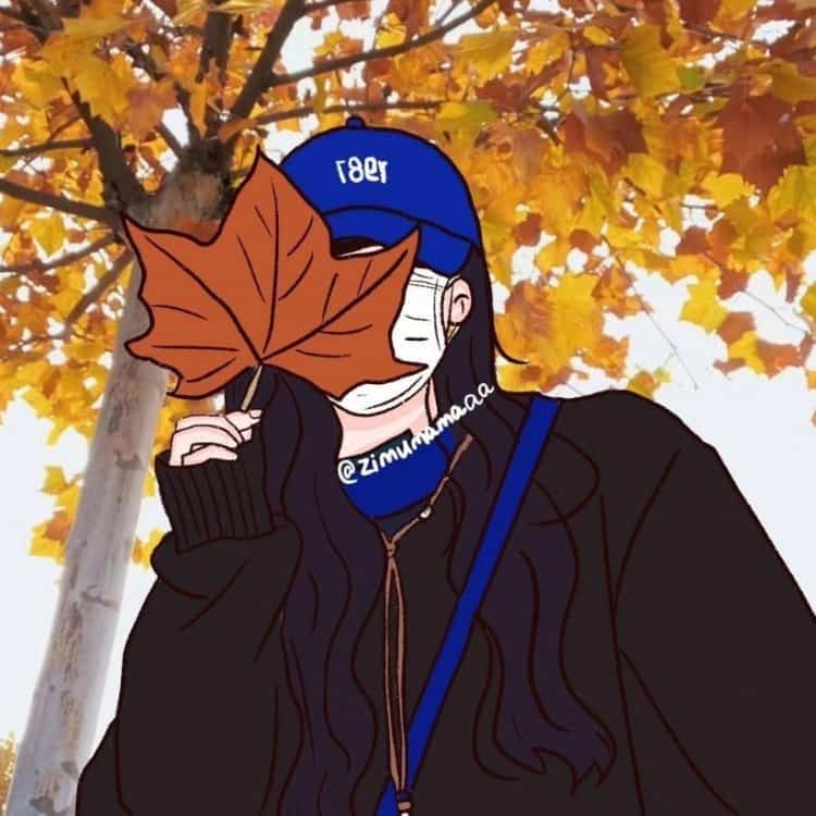 适合秋天的手绘文艺风女生微信头像 清新森系气质女头_17