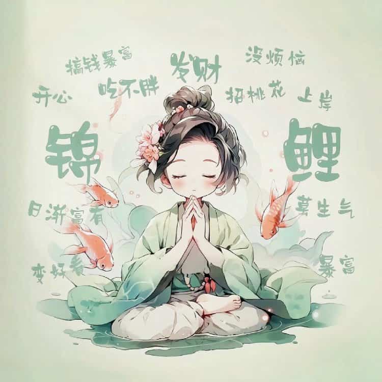 看淡一切善待自己卡通头像 佛系女孩唯美动漫女头_22